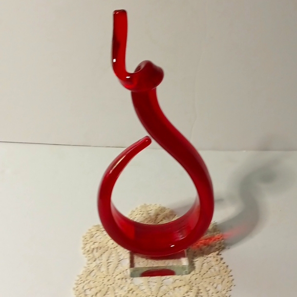 Murano Vibrant Red Art Glass Sculpture - Picture 4 of 7